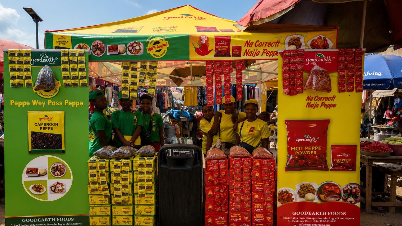 Goodearth Foods stall at a Nigerian market