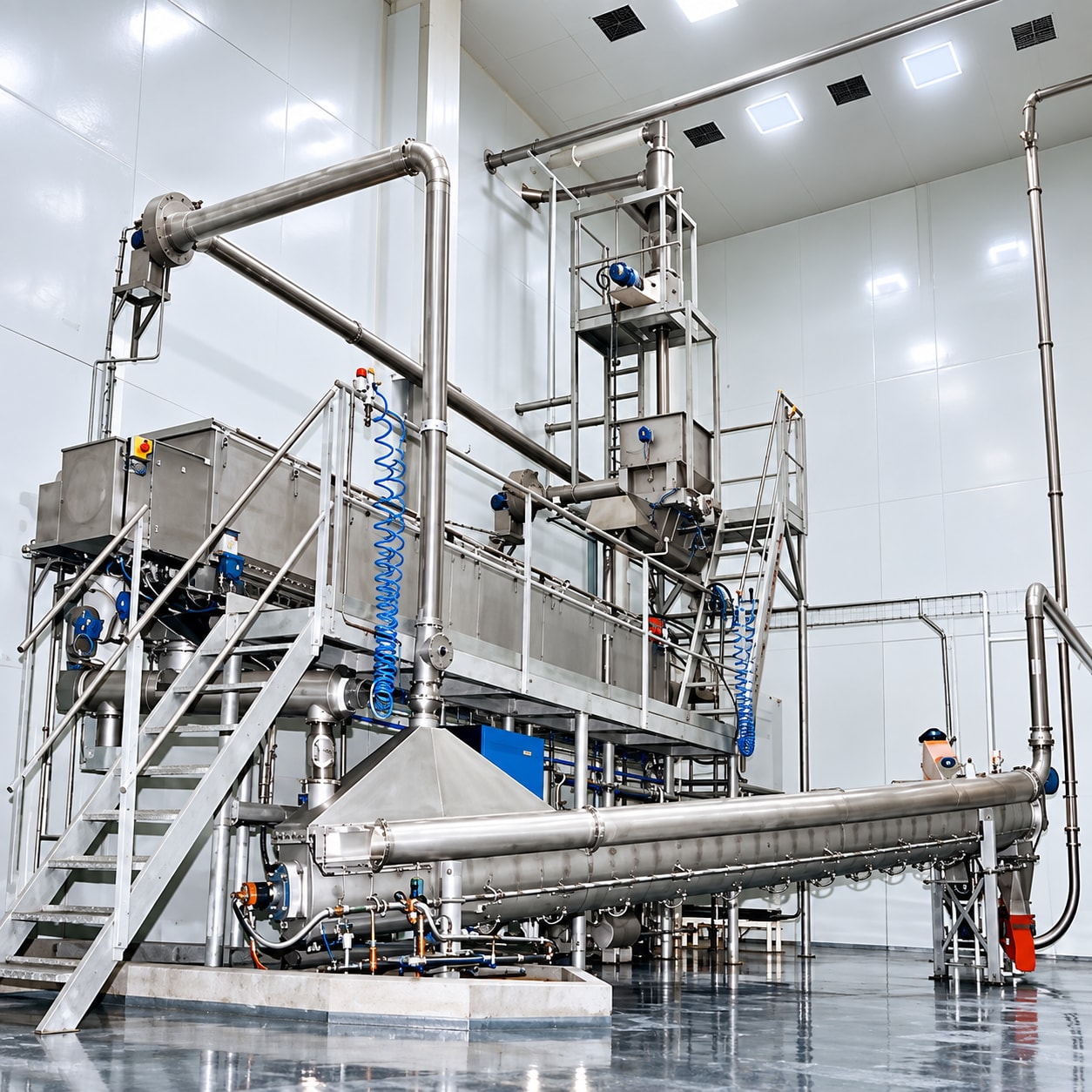 TG Agri Farms industrial stainless steel ribbon blender and homogenous batching system